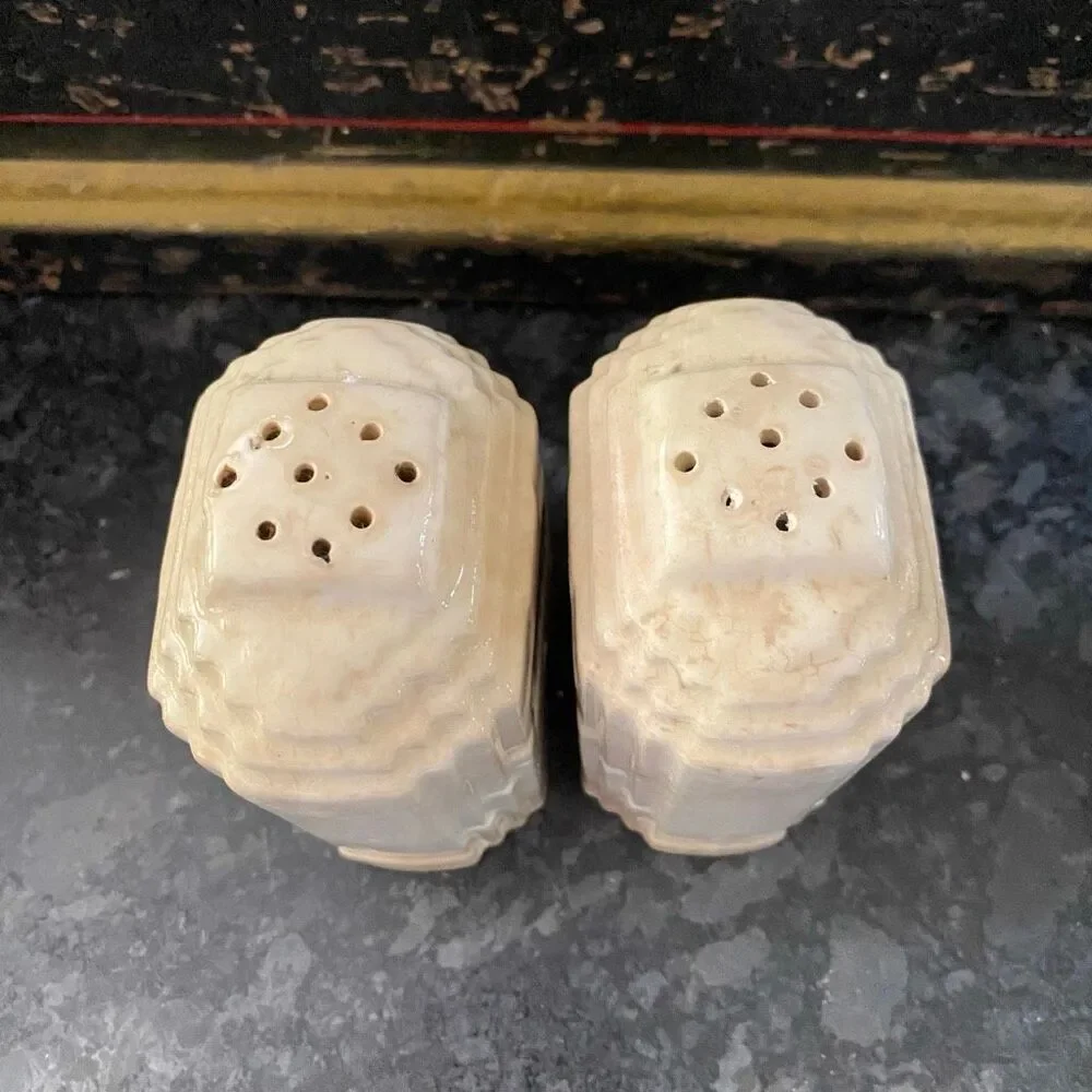 Vintage Art Deco Ceramic Salt Pepper Harker Stoppers